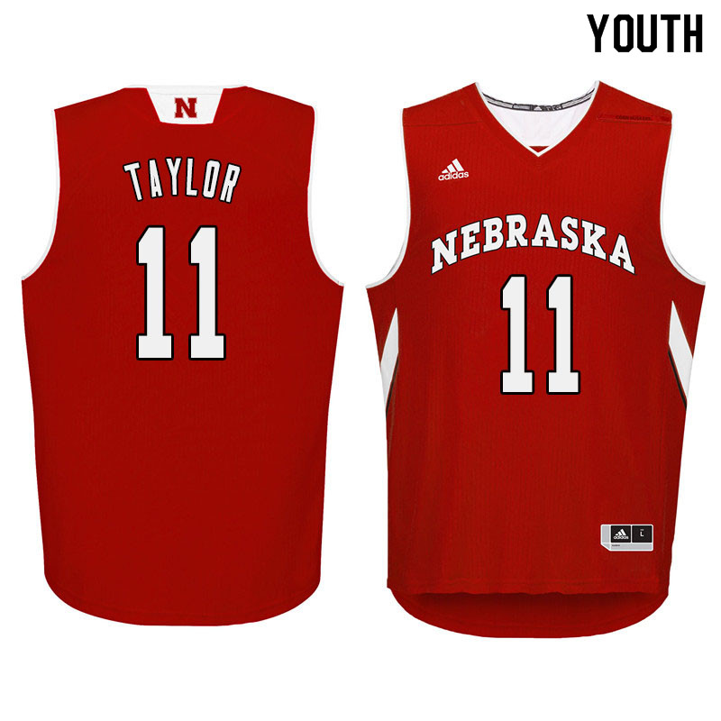 Youth Nebraska Cornhuskers #11 Evan Taylor College Basketball Jersyes Sale-Red